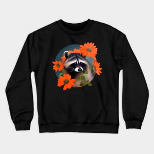 Raccoon flowers Crewneck Sweatshirt